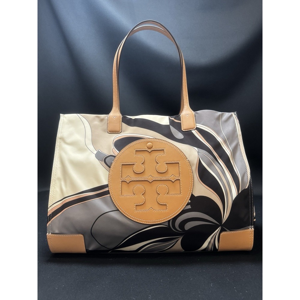 Tory Burch Ella Printed Tote Neutral Tulip Swirl Large 88237 Designer Bag